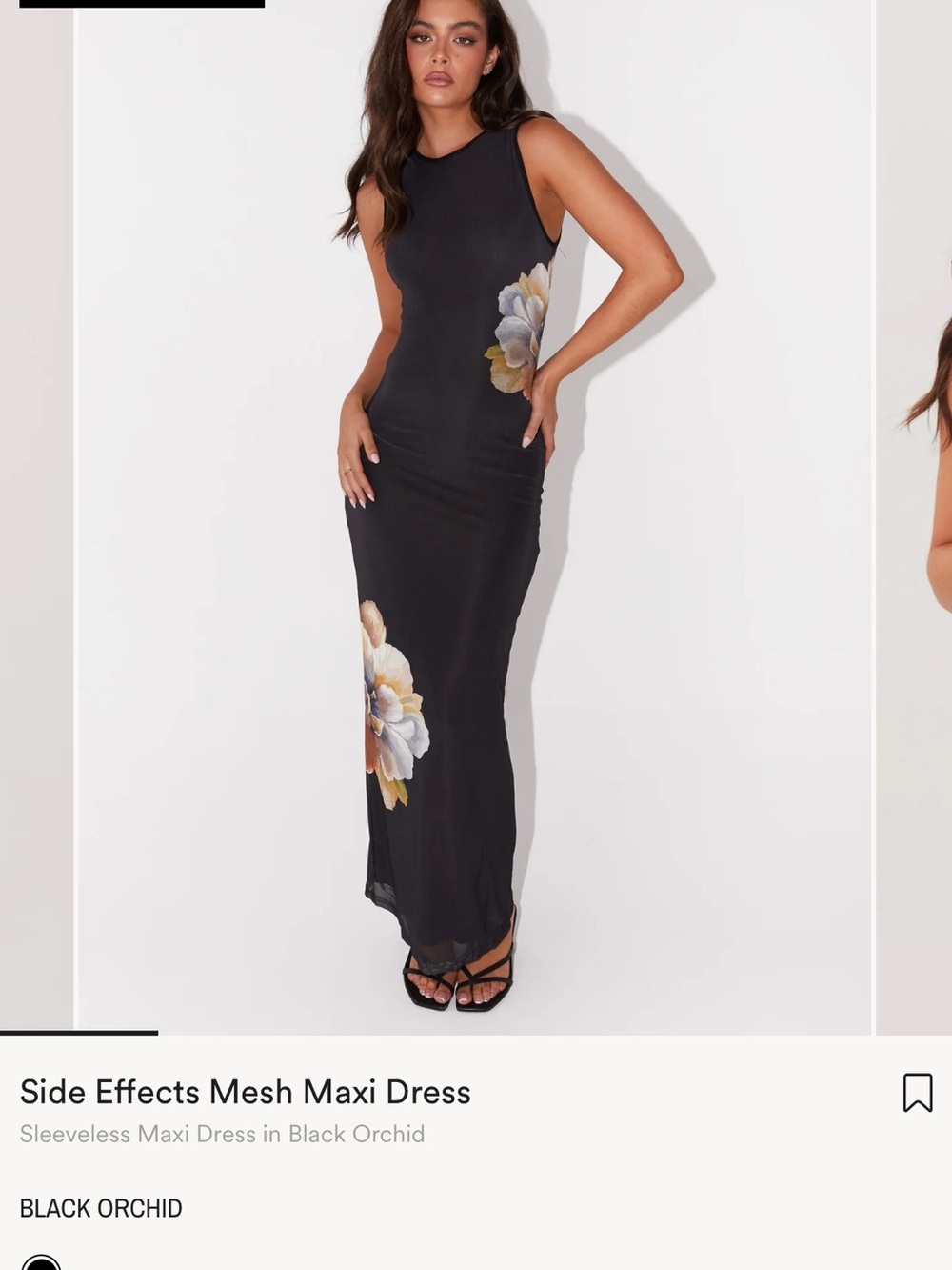 Peppermayo Black Maxi Dress with Floral Side Prints